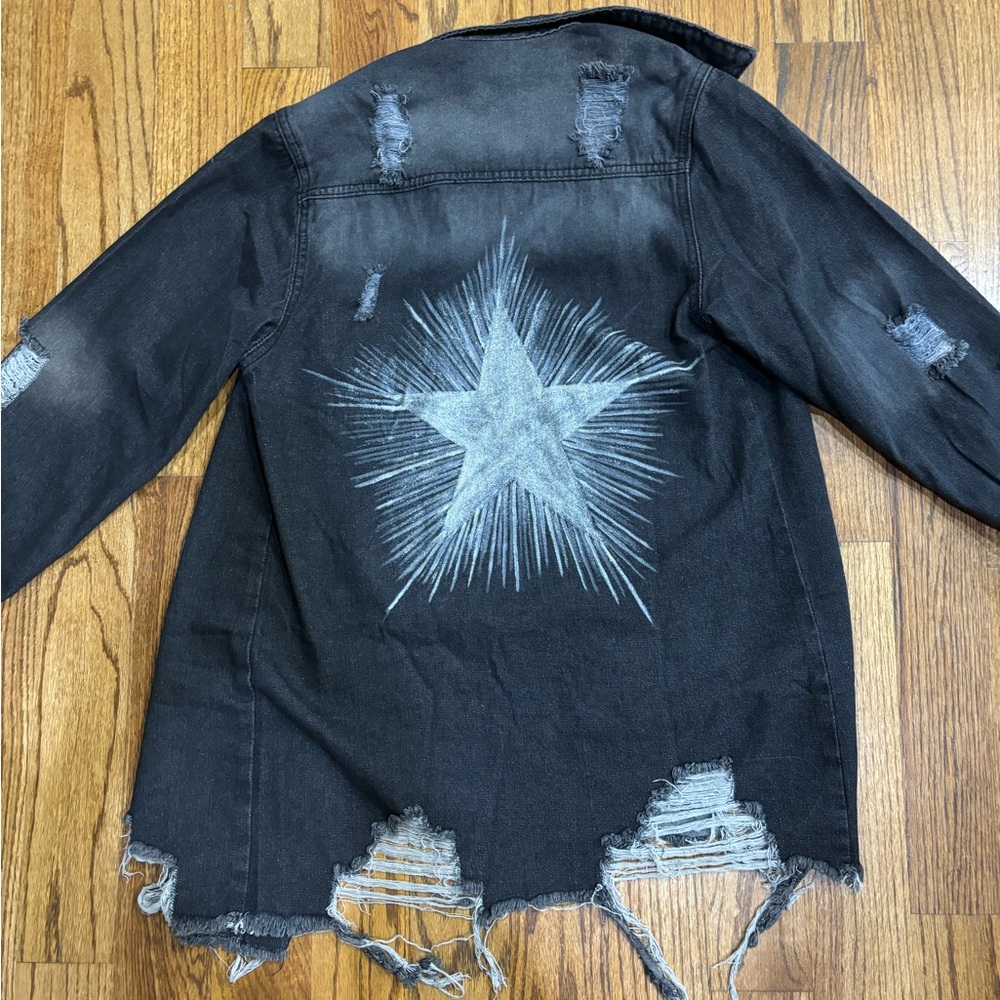 Hand painted new star oversized denim shirt/jacket.